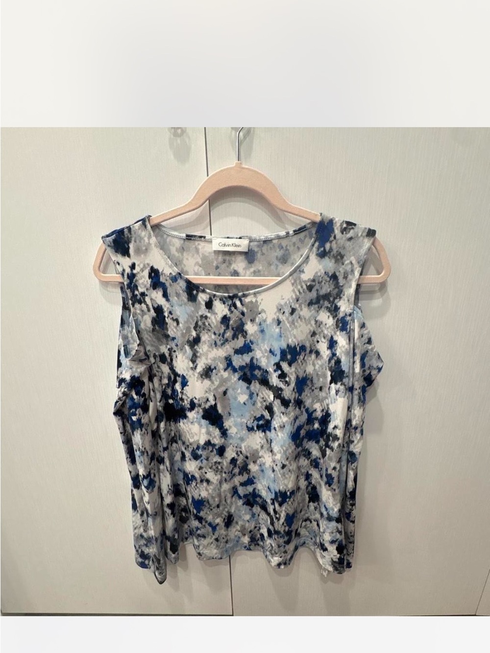 Calvin Klein Blue, Navy & White Watercolor Print Tank